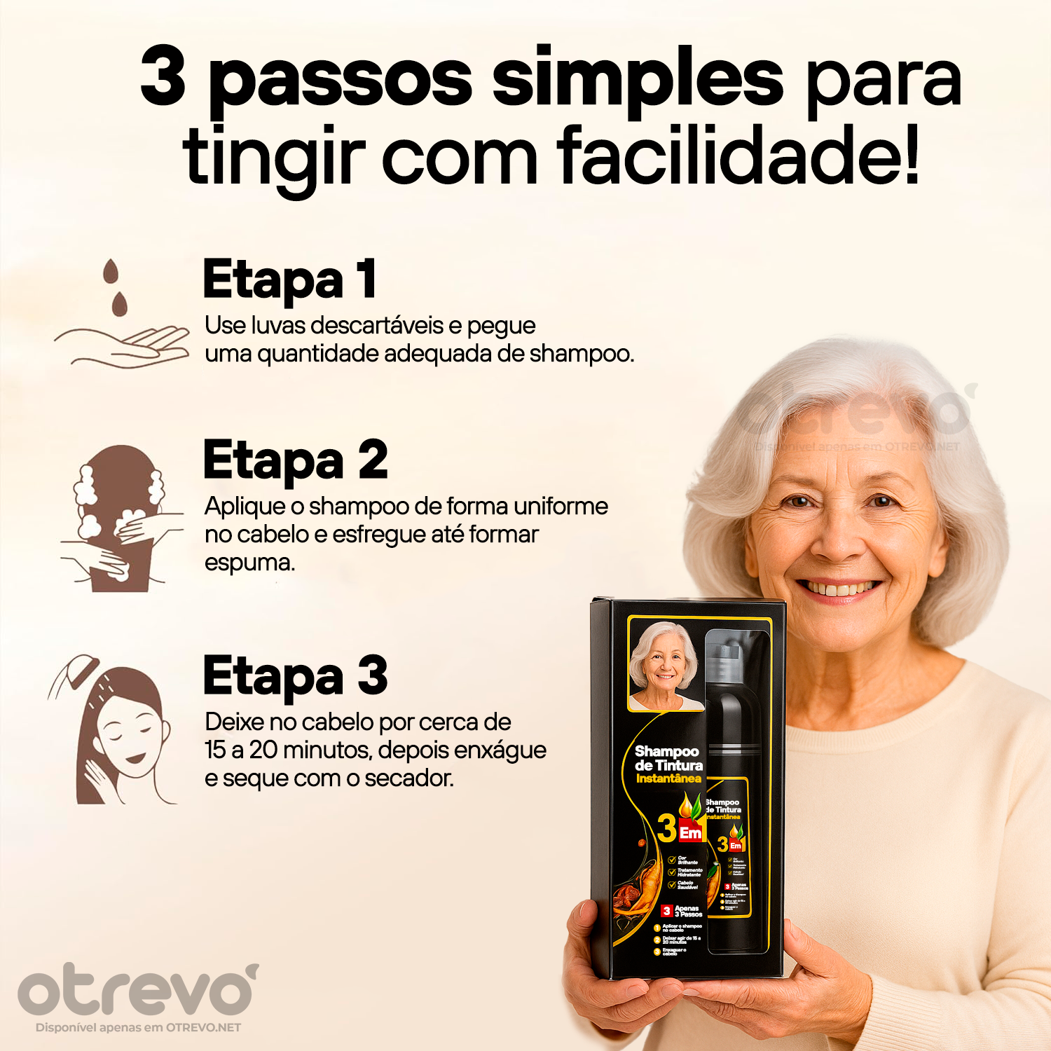 Shampoo Tintura Tonalizante Instantâneo 3 em 1 (100% SEM QUIMÍCA)  + BRINDE EXCLUSIVO