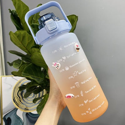 Garrafa de água de 2 litros com marcador de Hora e Frase Motivacionais (TIK TOK)