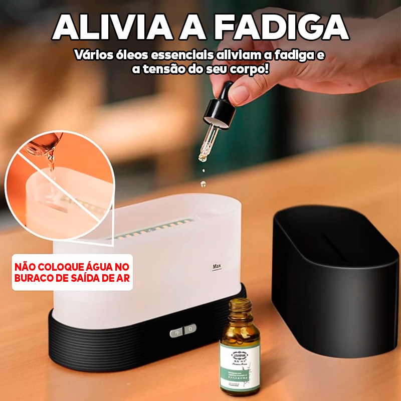 Umidificador de Ar  Difusor de Aromas com Chama Colorida ®FireRelax